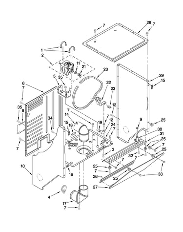 Dryer cabinet and motor parts
