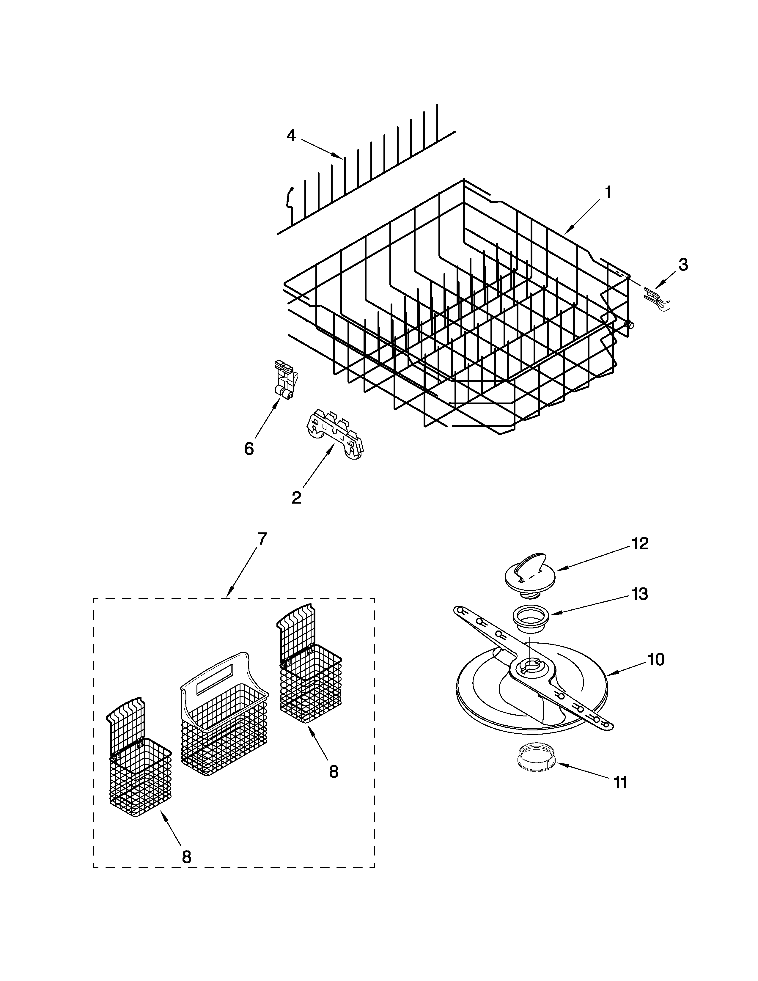 Lower dishrack parts