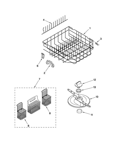 Lower dishrack parts