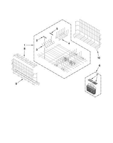 Upper and lower dishrack parts