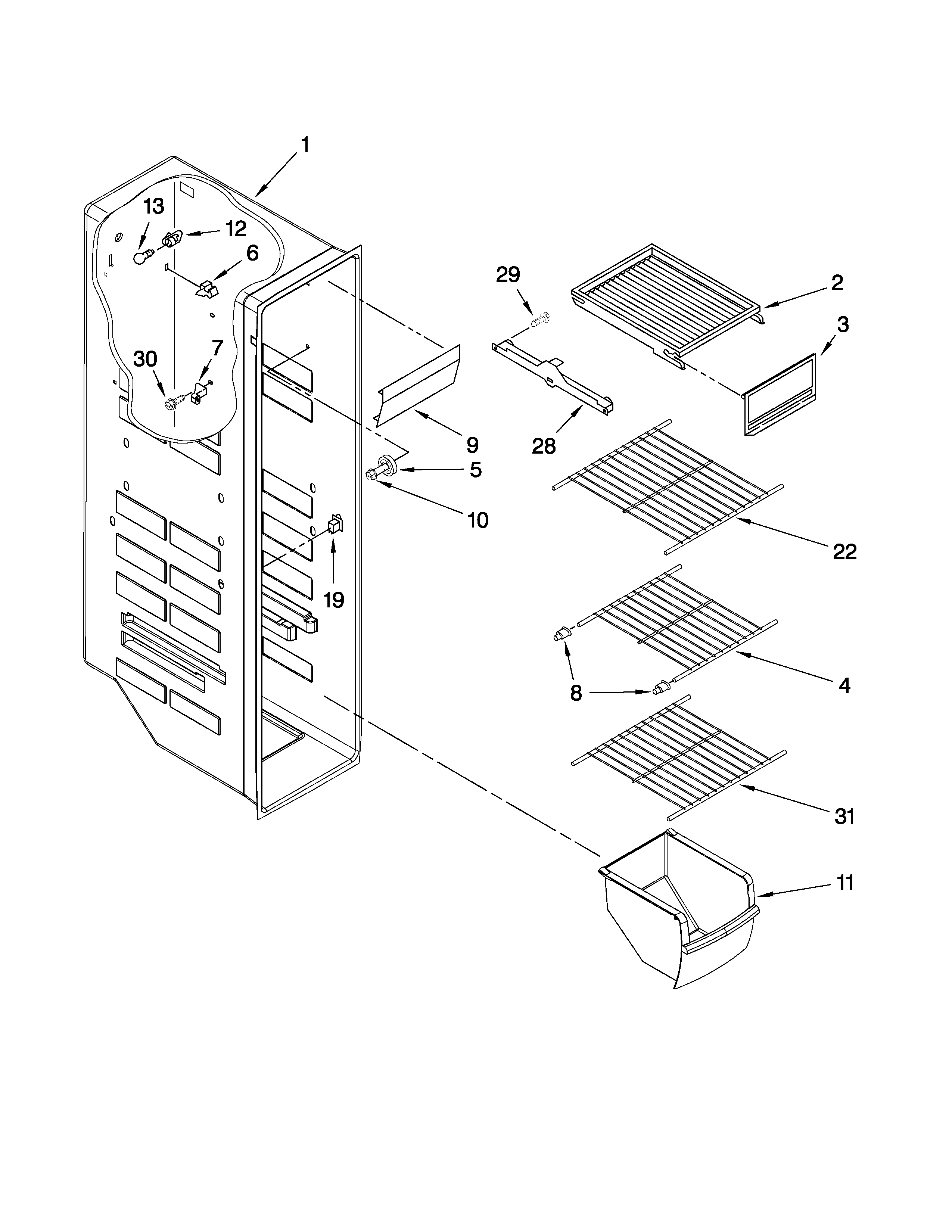 Freezer liner parts