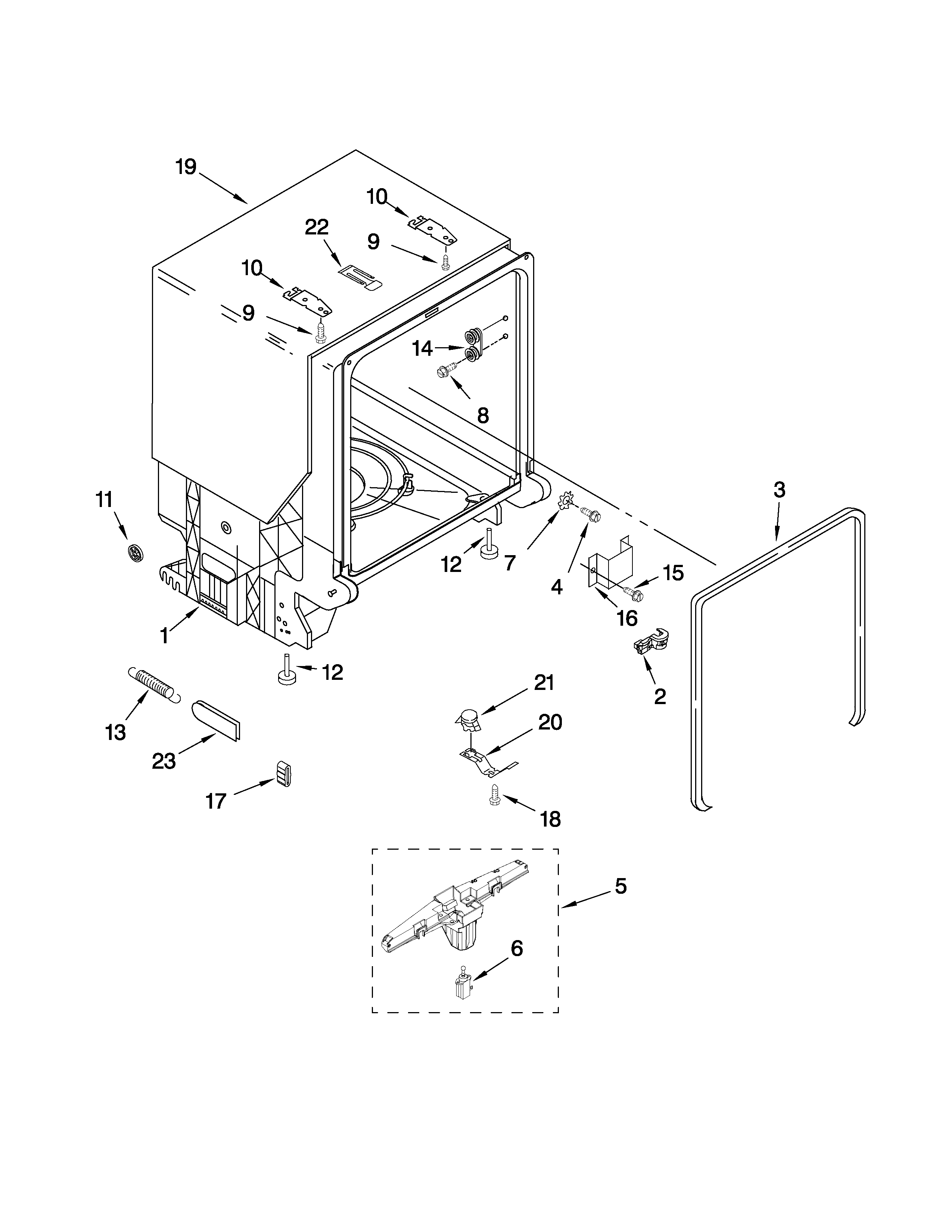 TUB AND FRAME PARTS