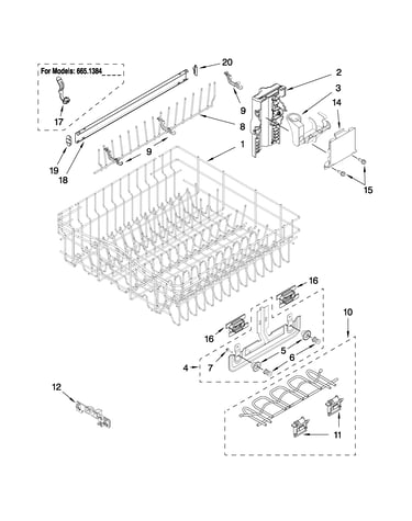 Upper rack and track parts