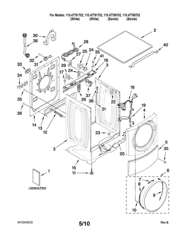 Top and cabinet parts