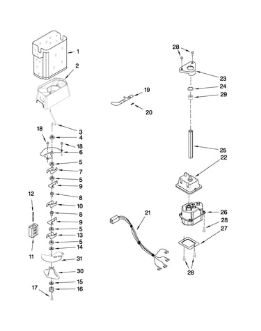 Motor and ice container parts