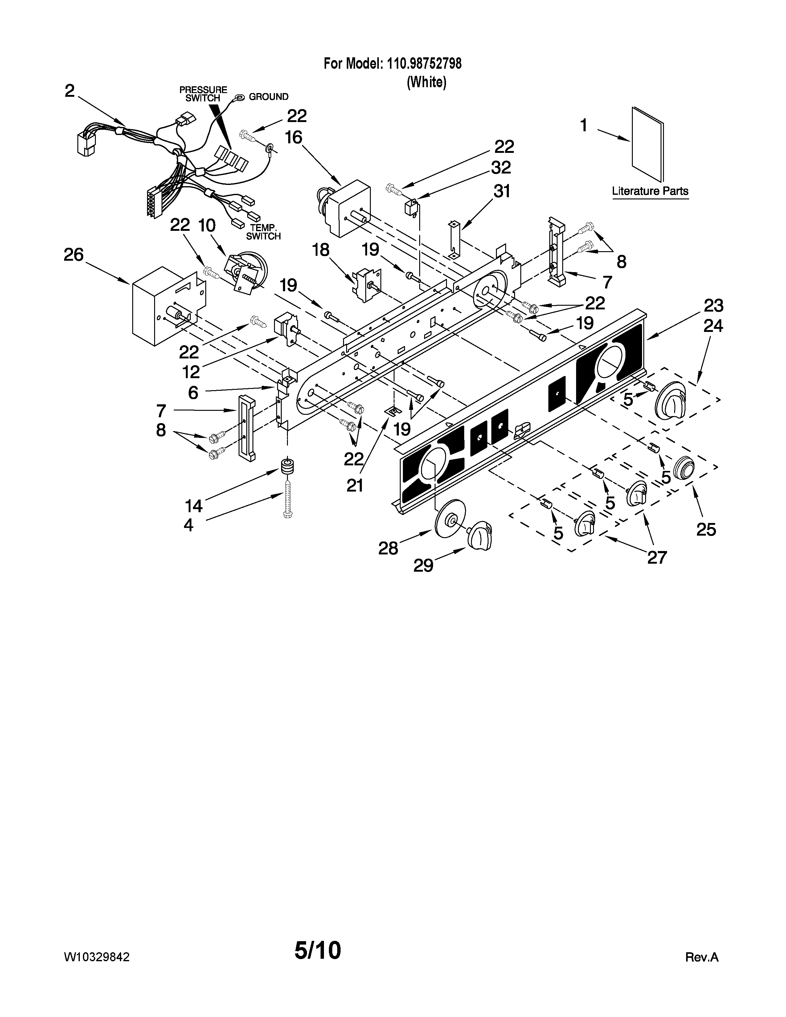 WASHER/DRYER CONTROL PANEL PARTS