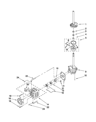 Brake, clutch, gearcase, motor and pump parts