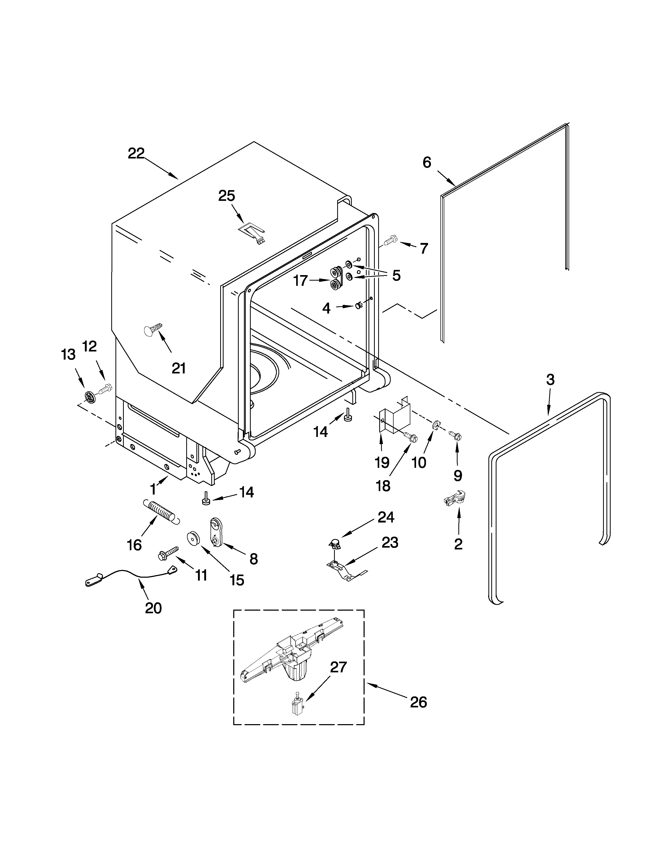 Tub and frame parts