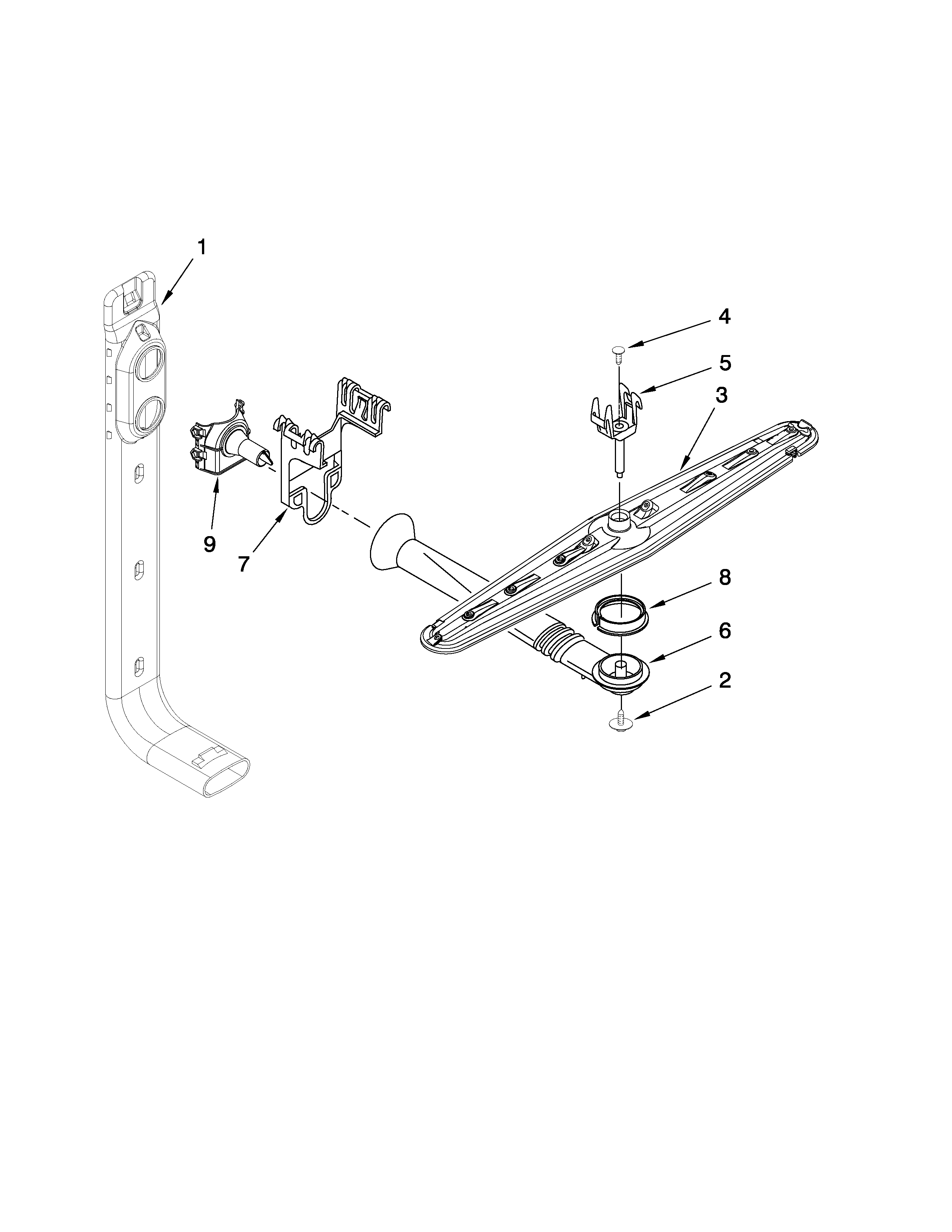 Upper wash and rinse parts