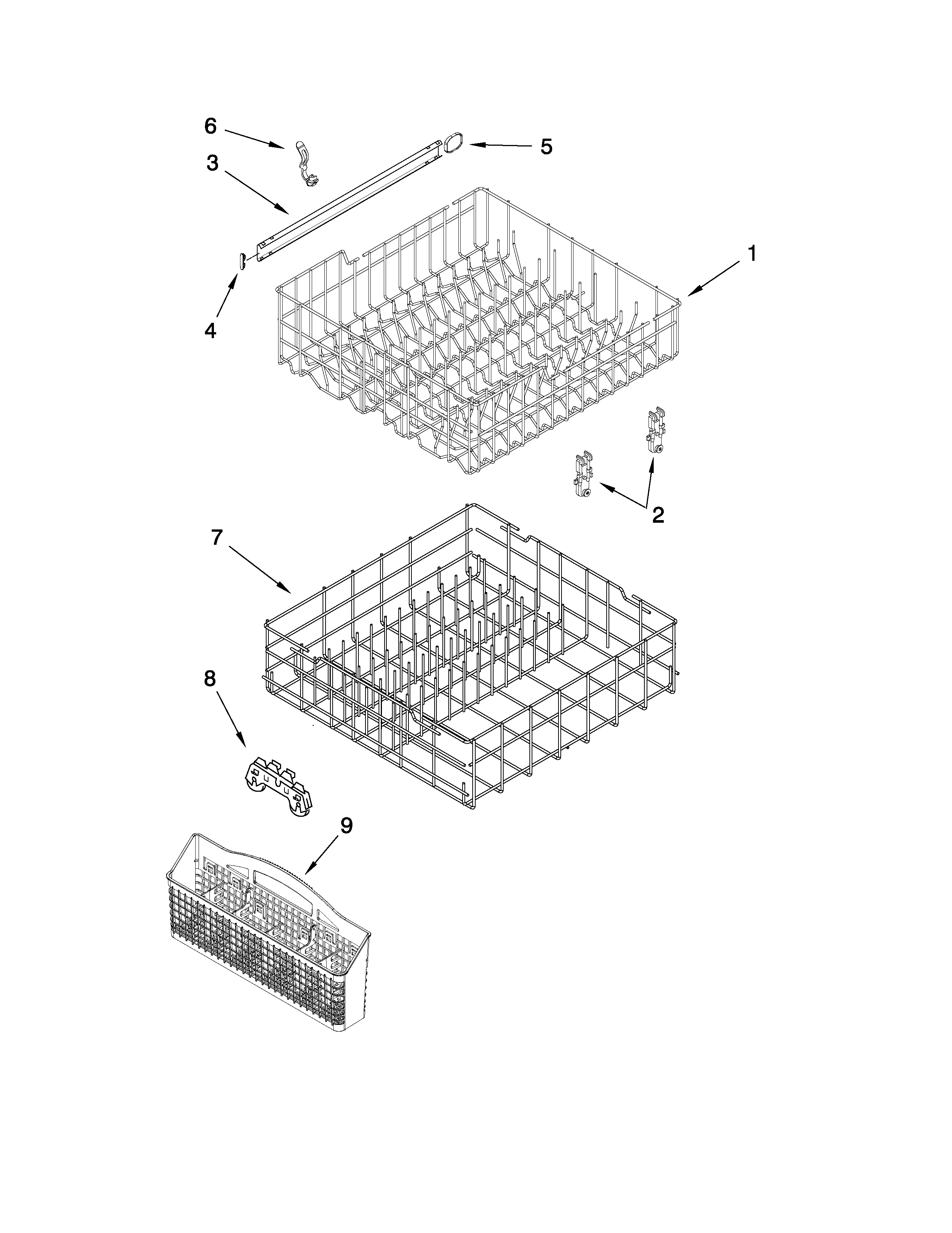 UPPER AND LOWER RACK AND TRACK PARTS