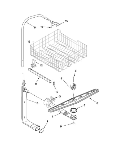 Upper dishrack and water feed parts