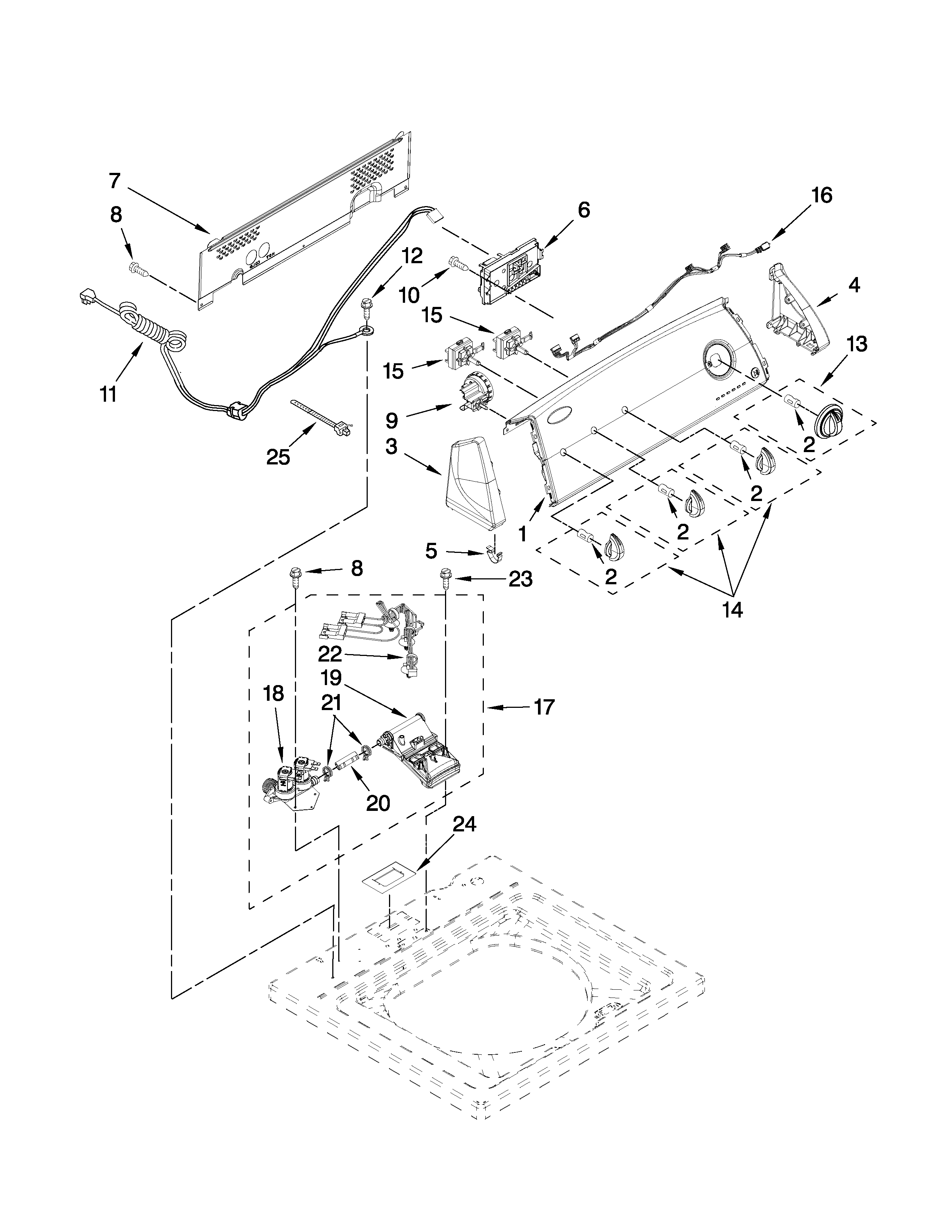 Controls and water inlet parts