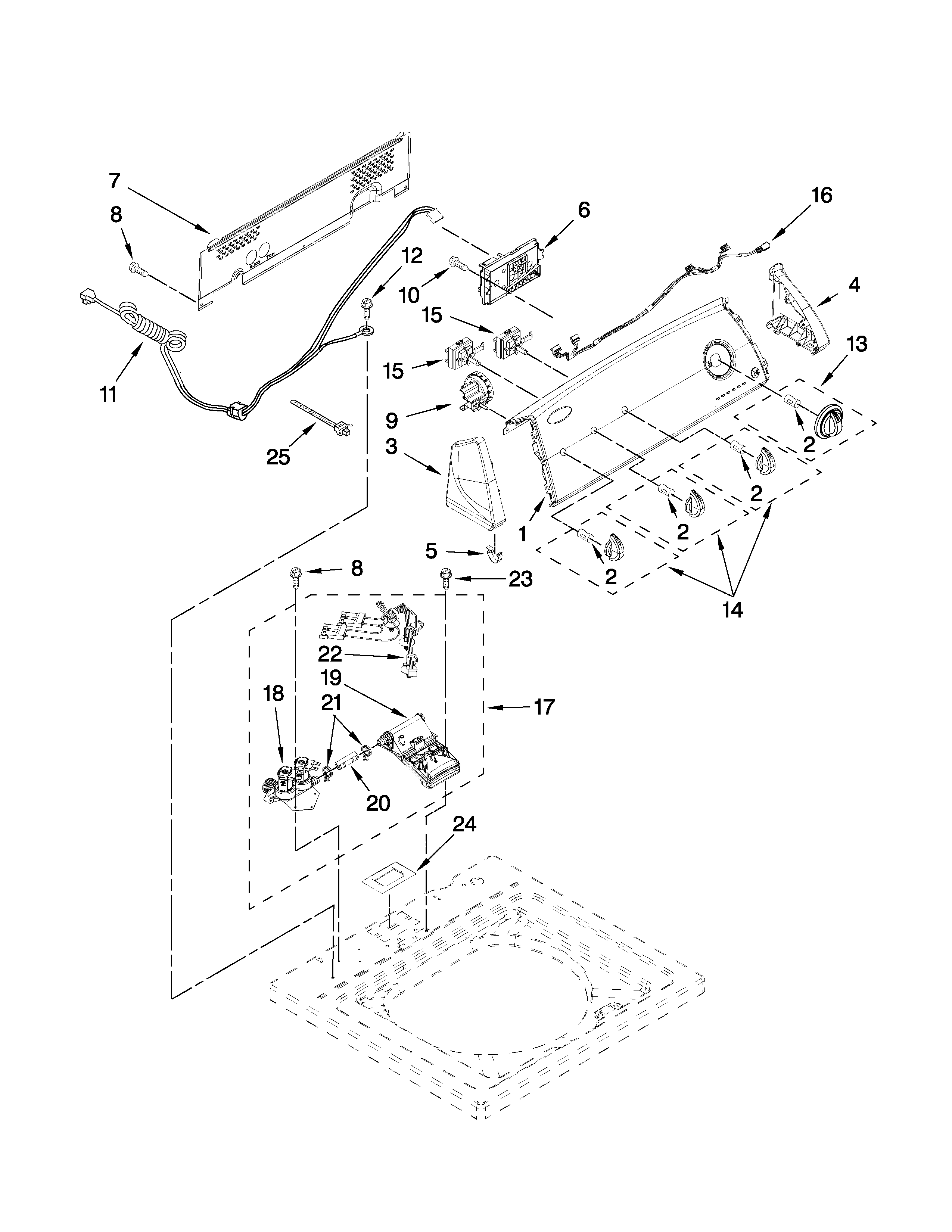 Controls and water inlet parts