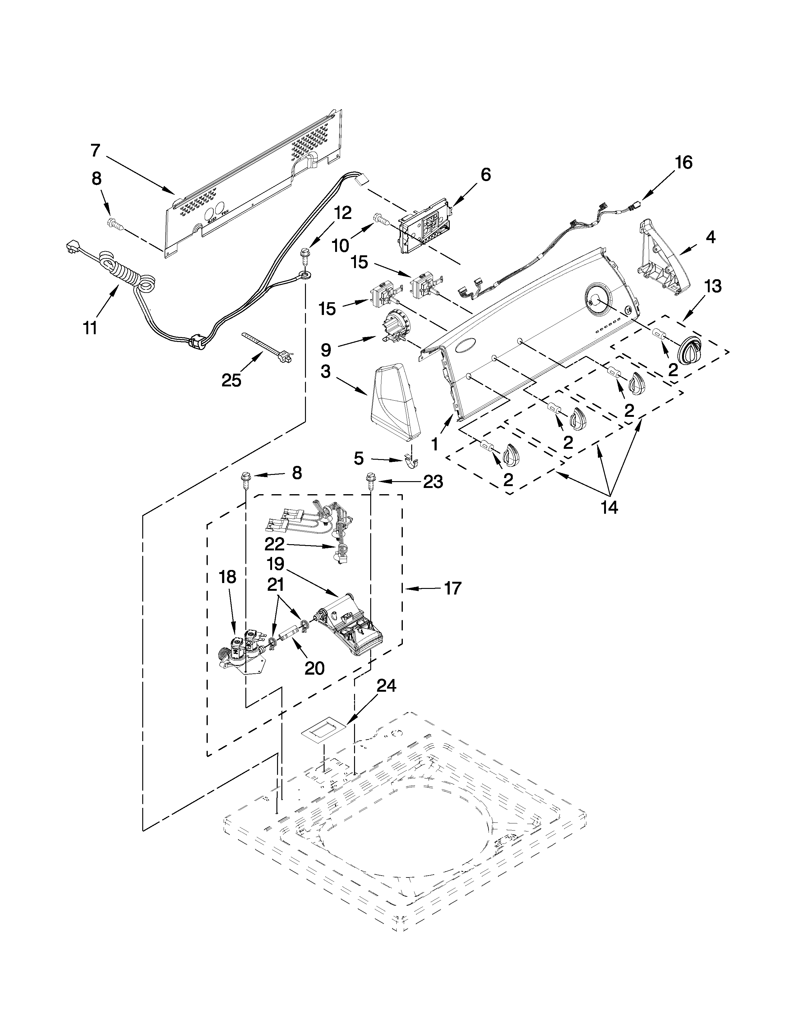 Controls and water inlet parts