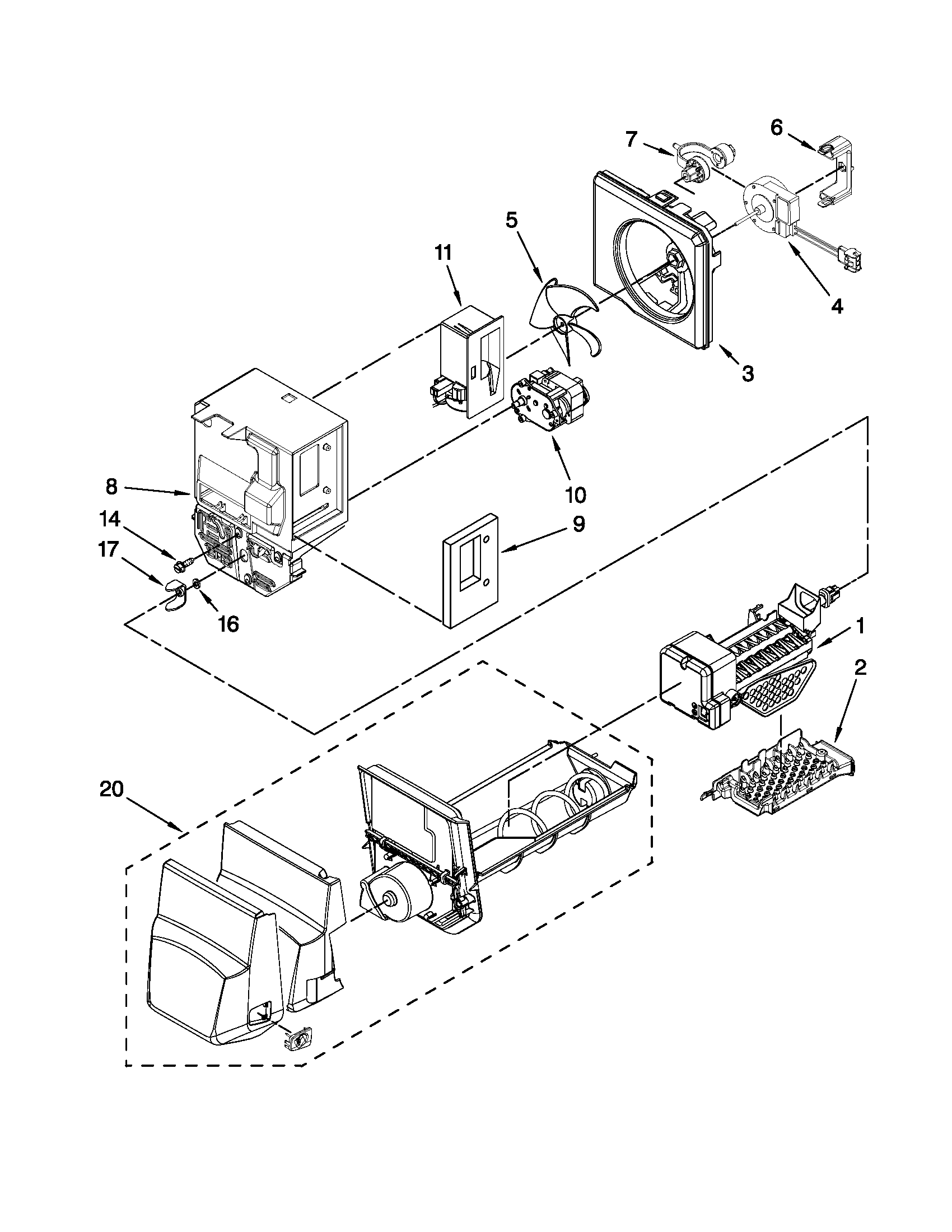 MOTOR AND ICE CONTAINER PARTS