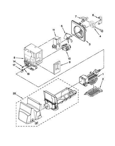 Motor and ice container parts