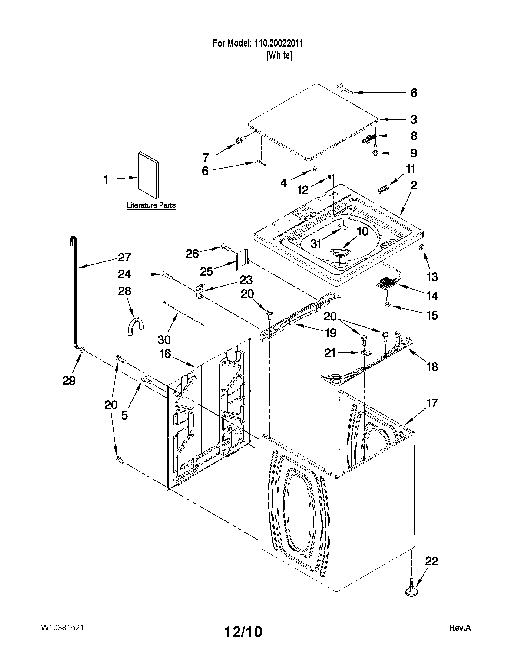 Top and cabinet parts