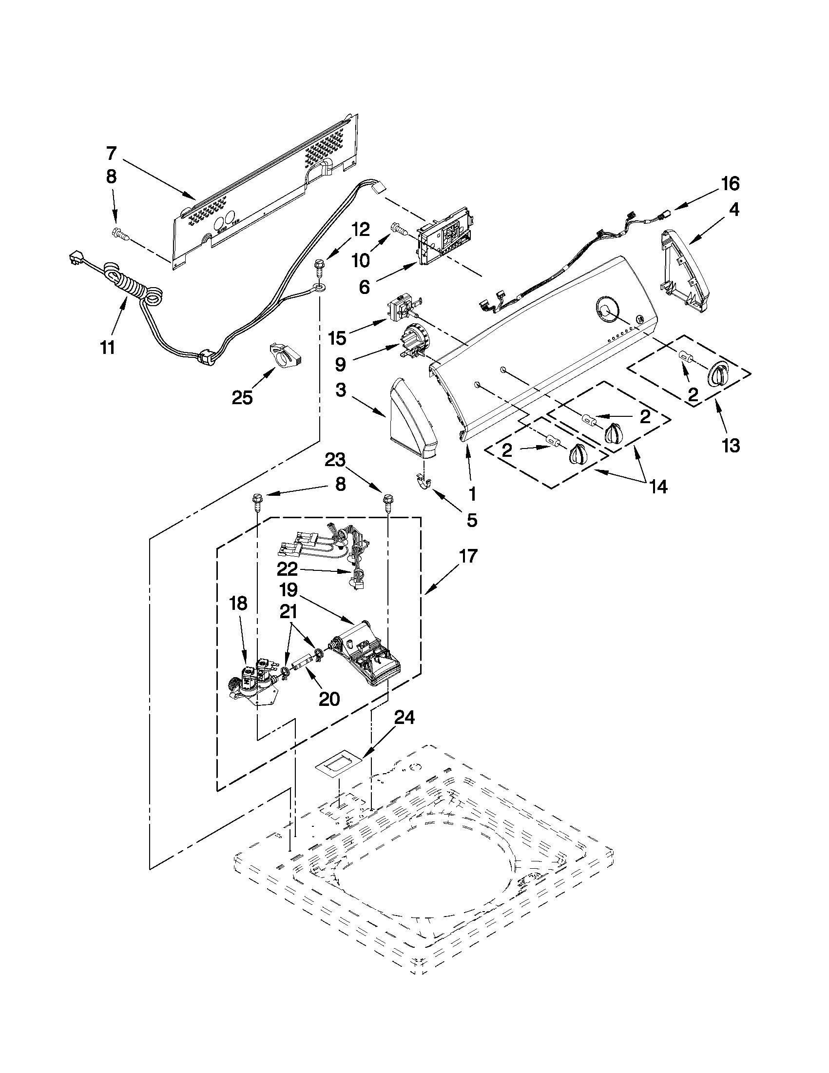 Controls and water inlet parts