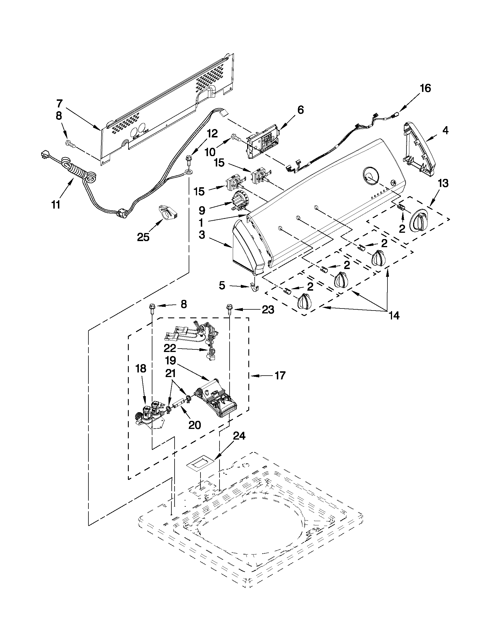 Controls and water inlet parts