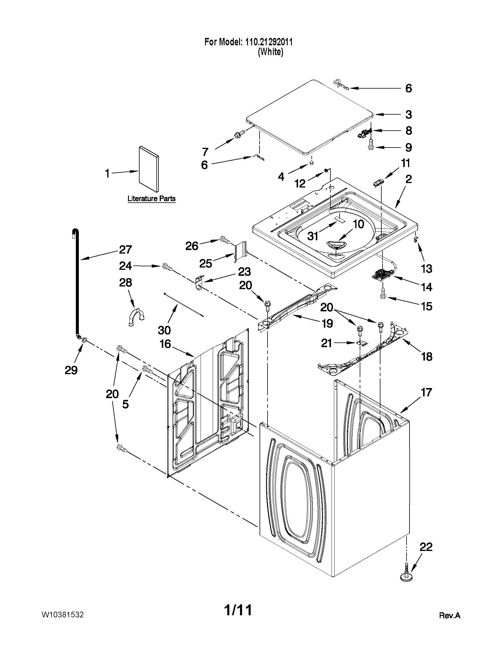 Top and cabinet parts