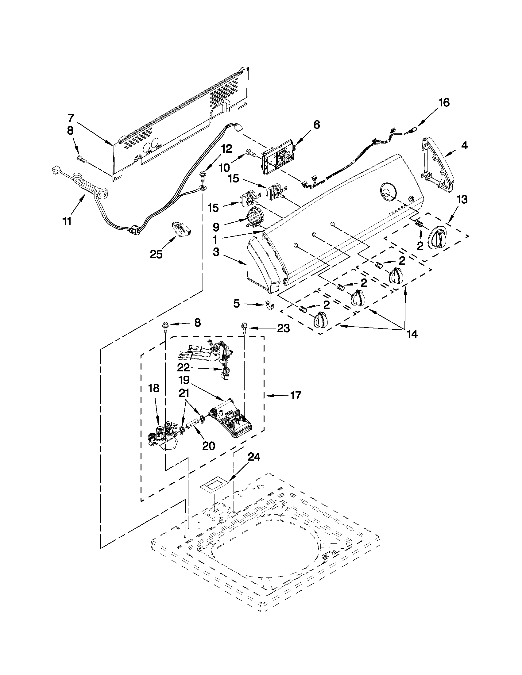 Controls and water inlet parts