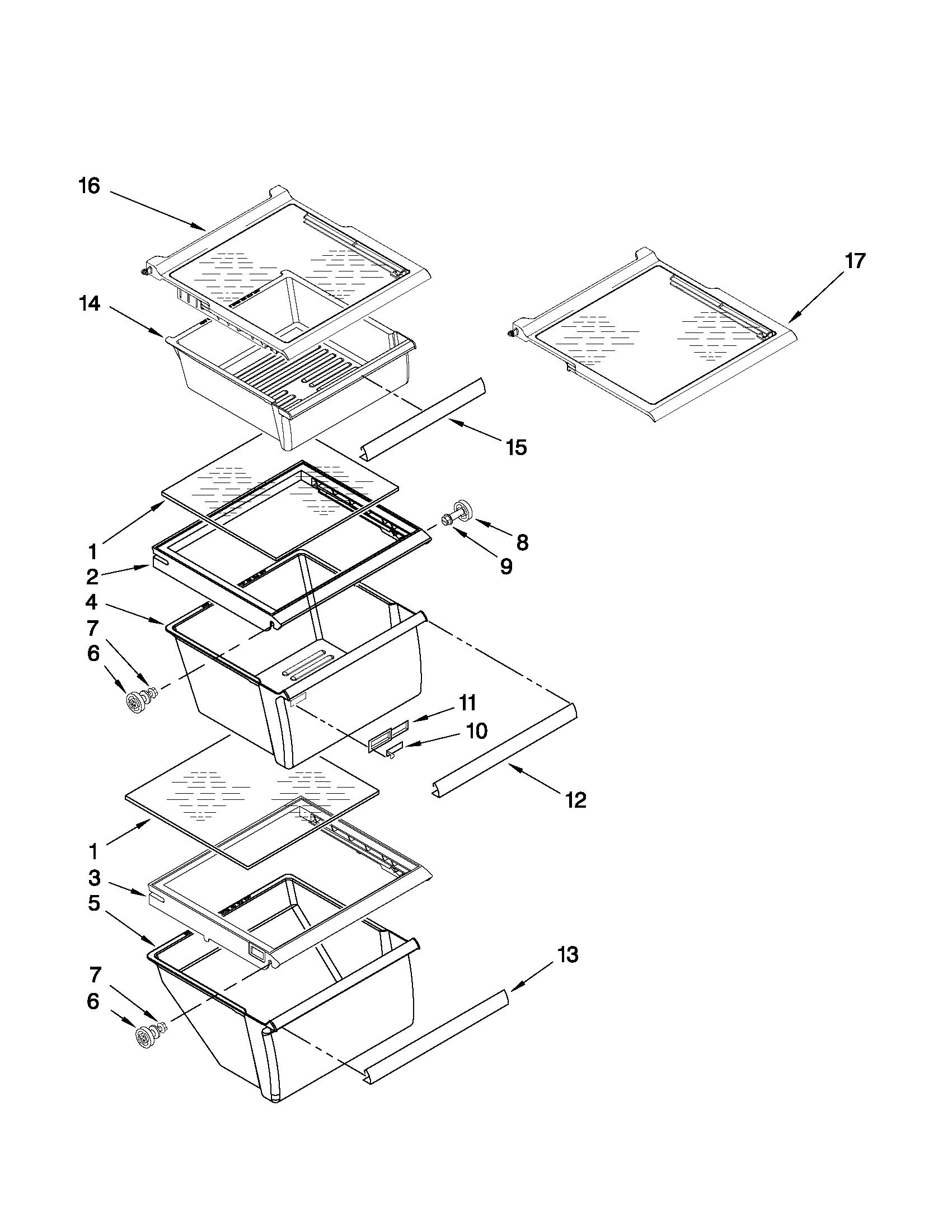 Refrigerator shelf parts