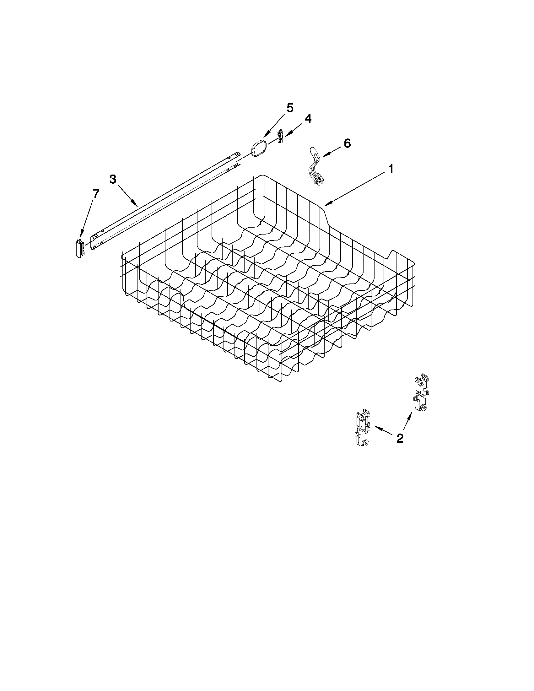 Upper rack and track parts