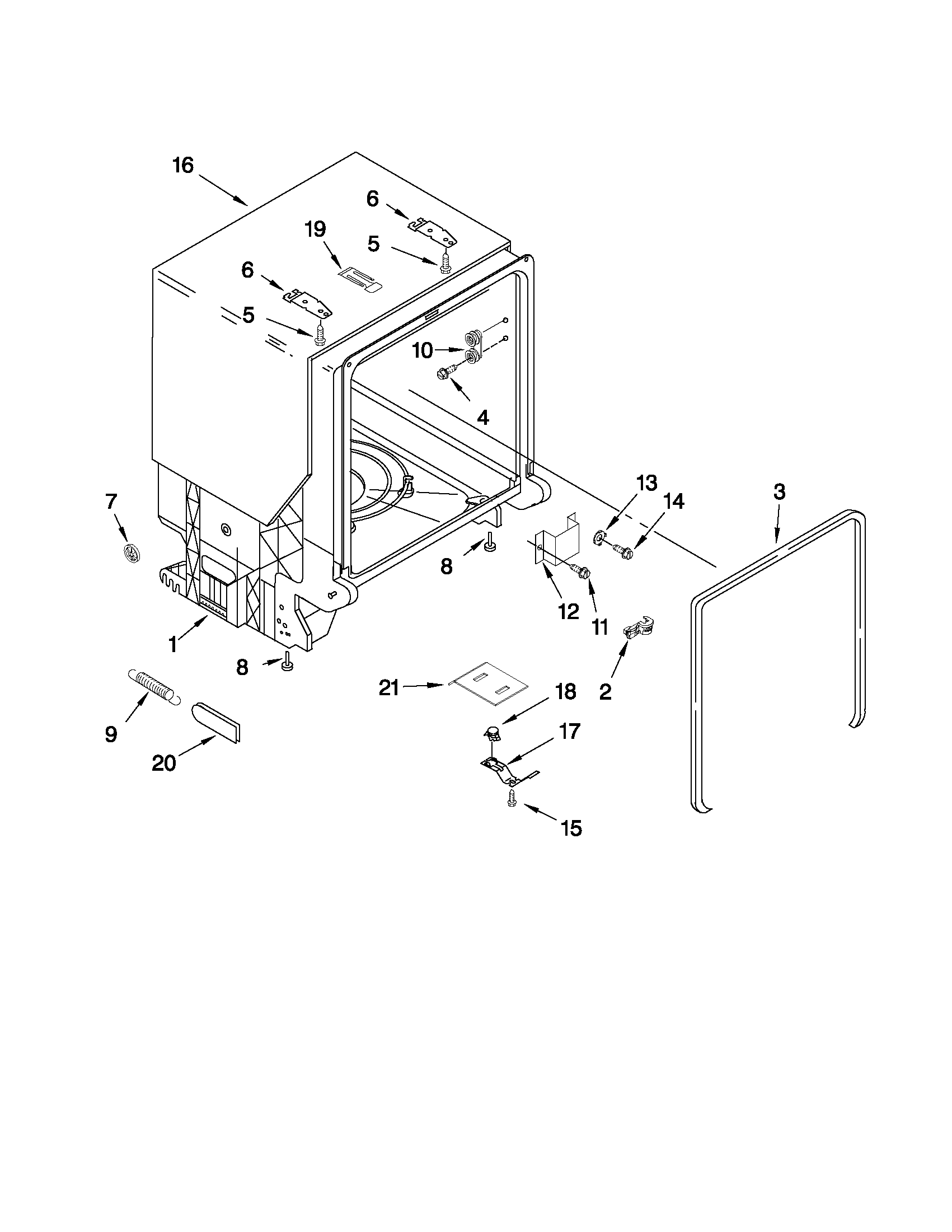 TUB AND FRAME PARTS