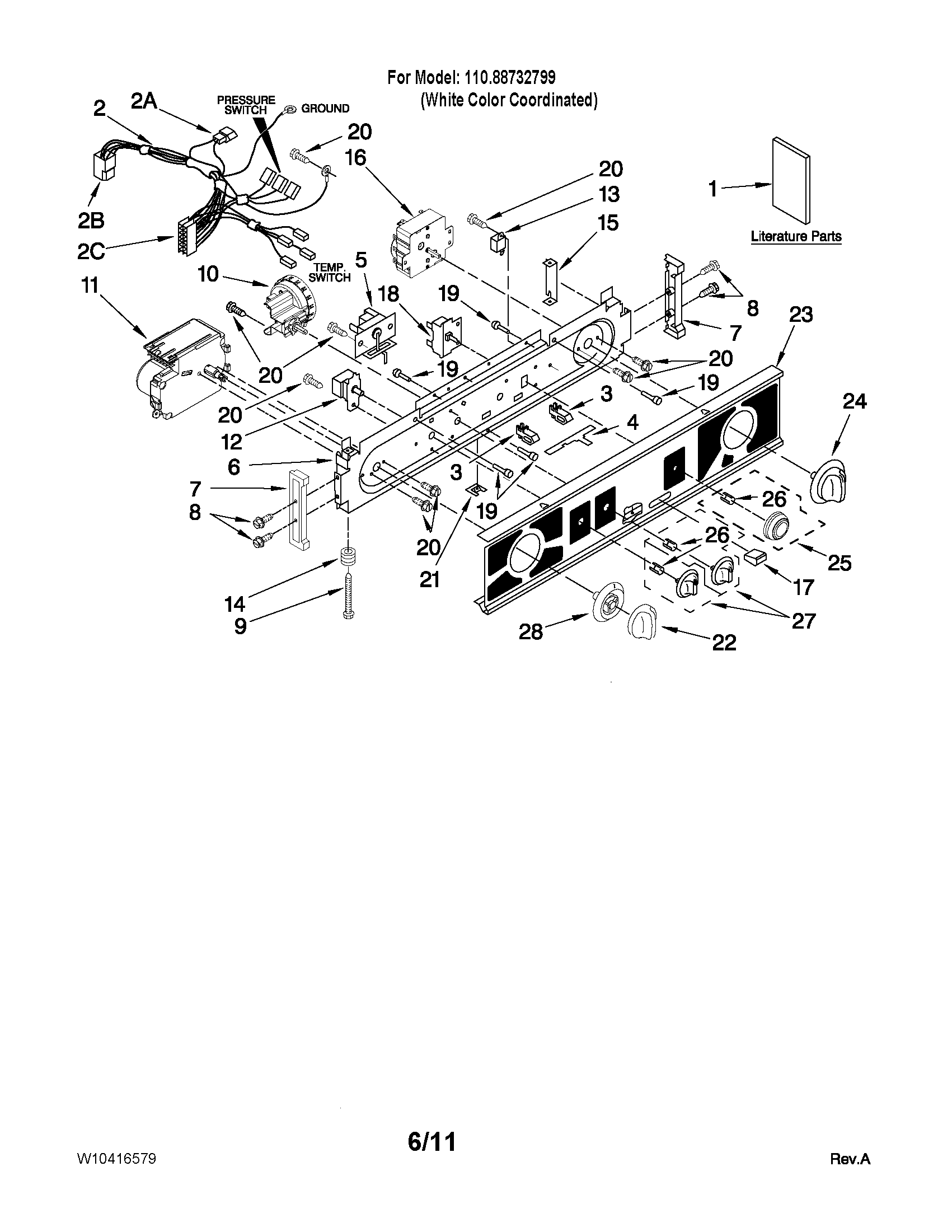 Washer/dryer control panel parts