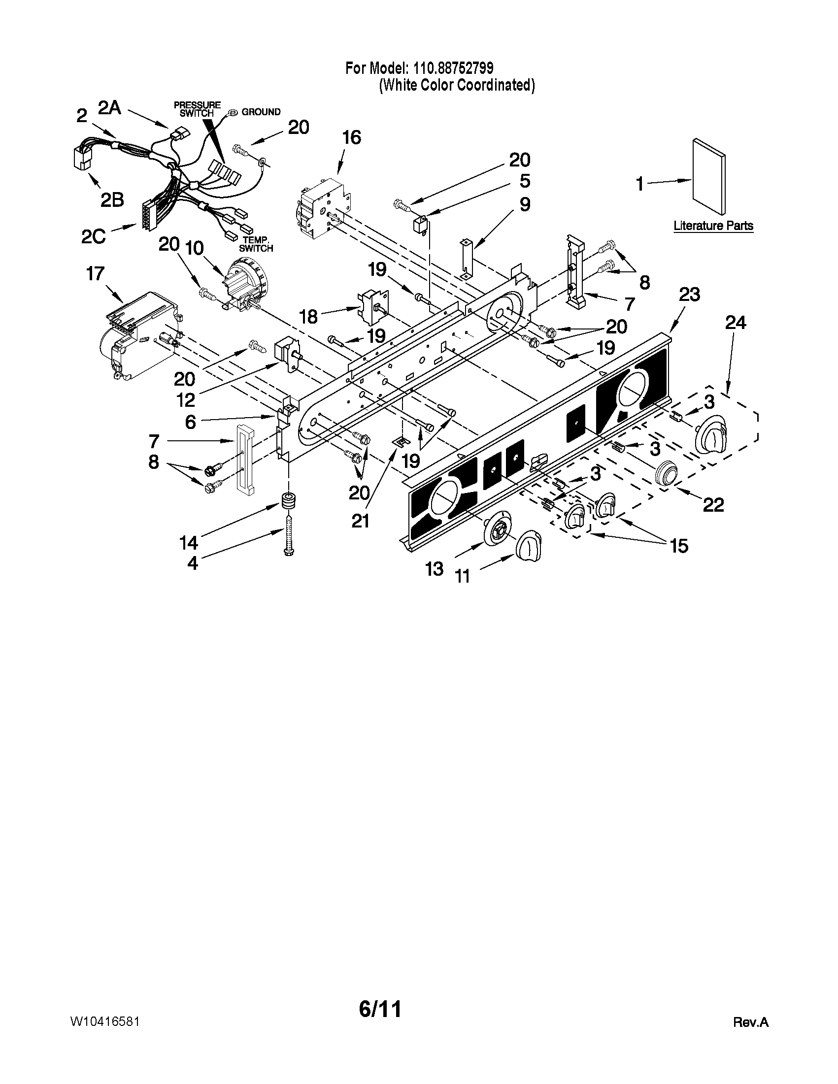 WASHER/DRYER CONTROL PANEL PARTS