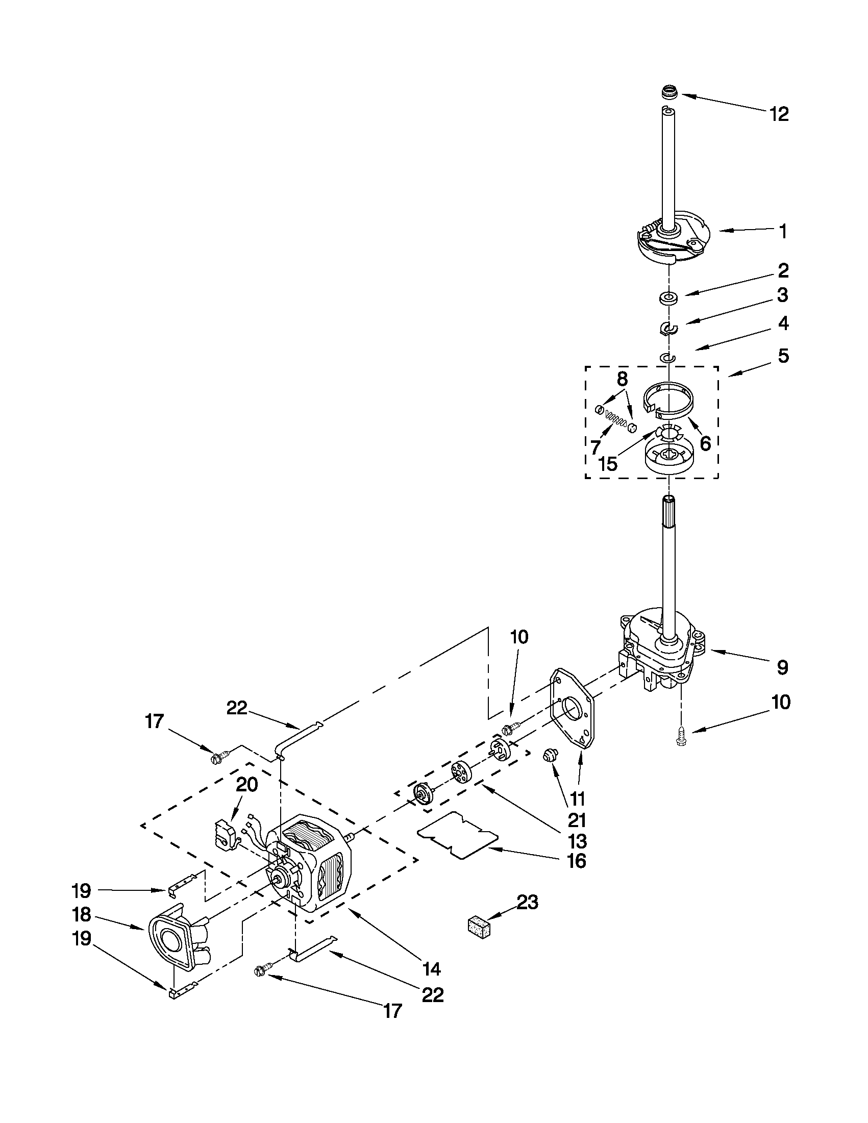 Brake, clutch, gearcase, motor and pump parts