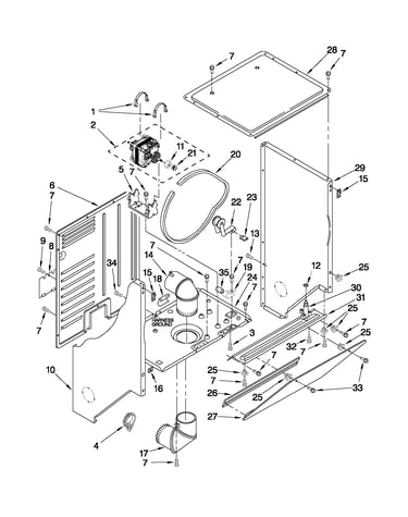 Dryer cabinet and motor parts