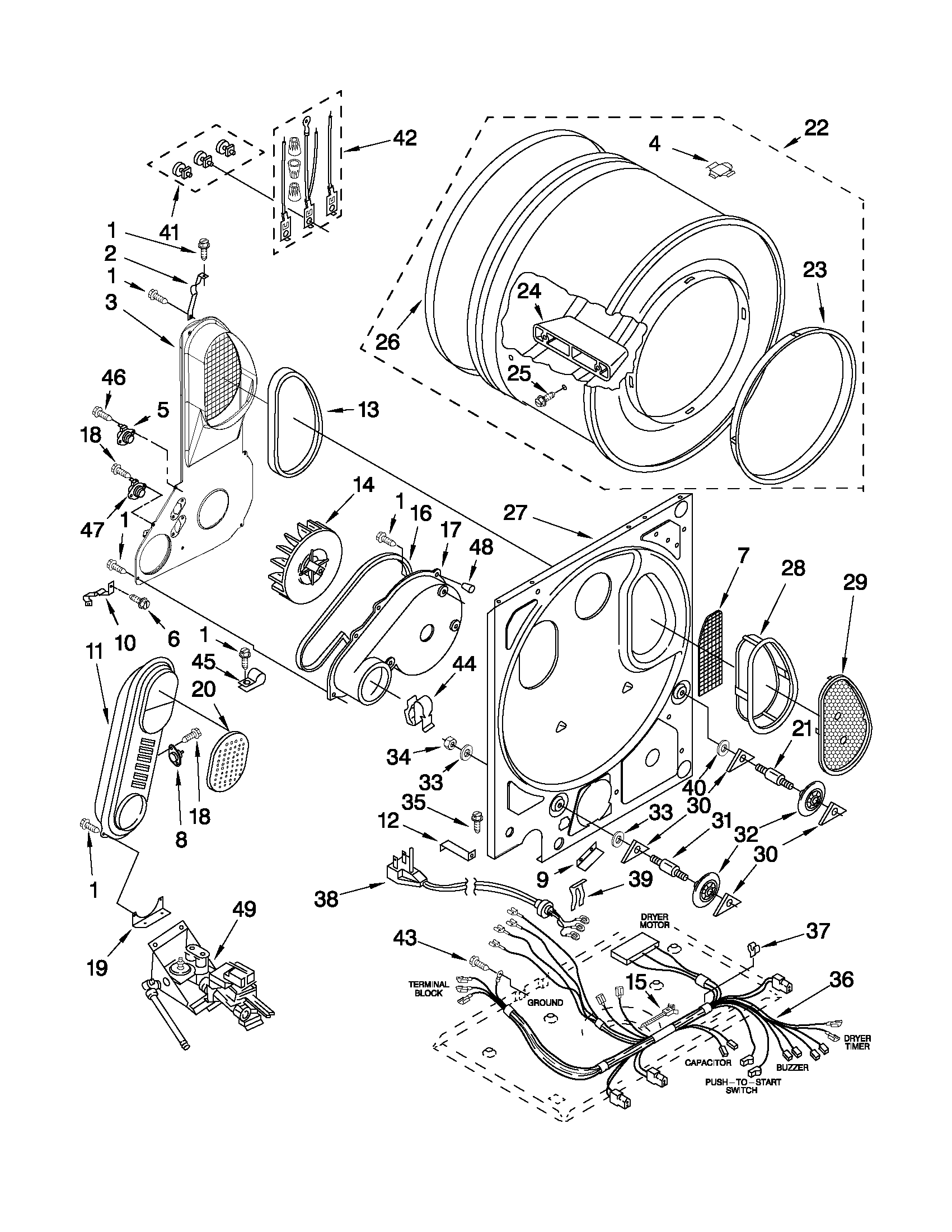 Dryer bulkhead parts