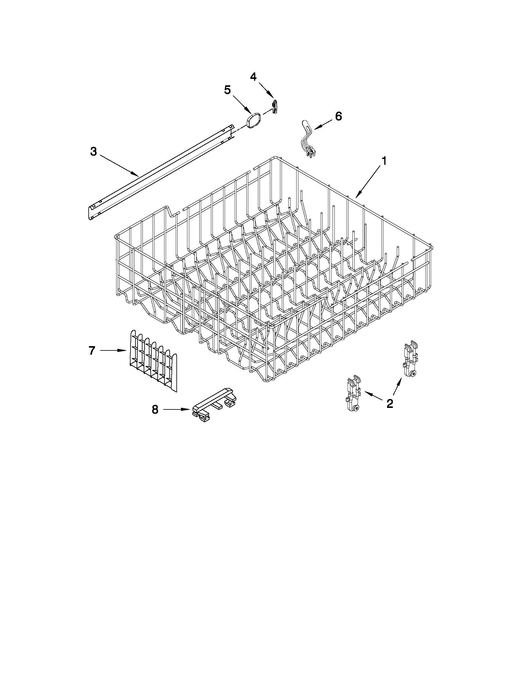 Upper rack and track parts