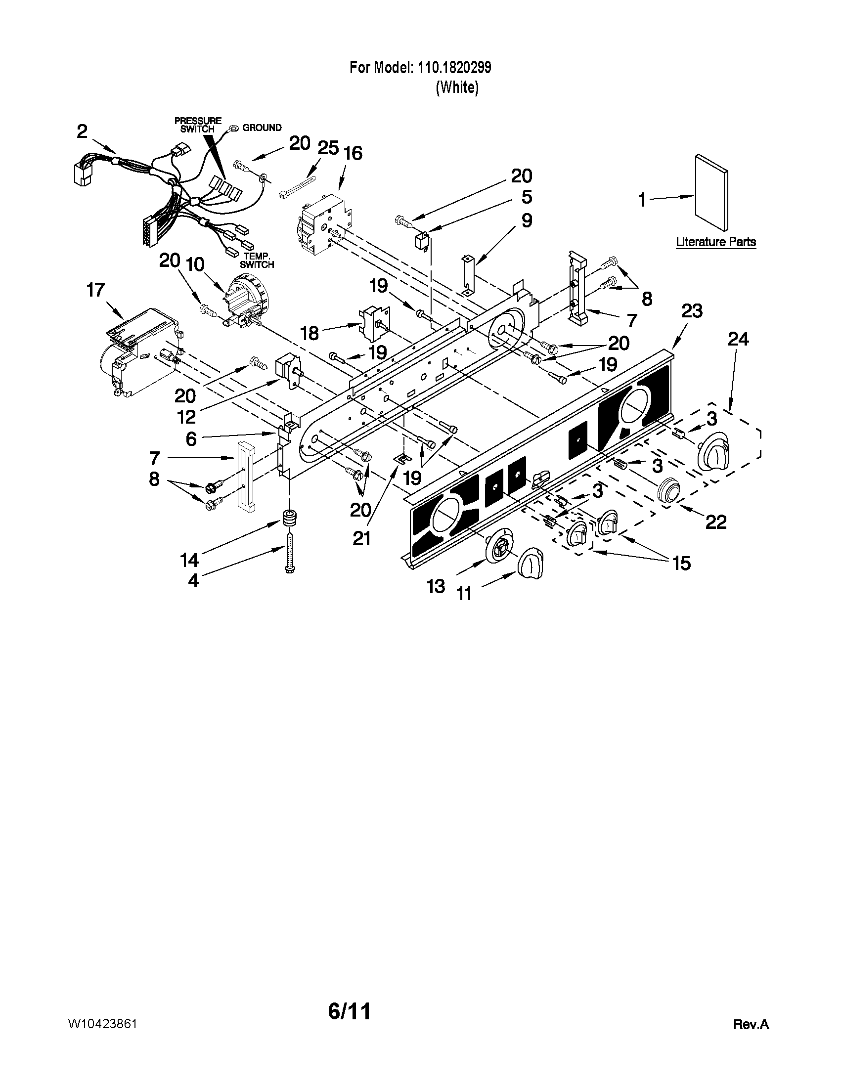 Washer/dryer control panel parts