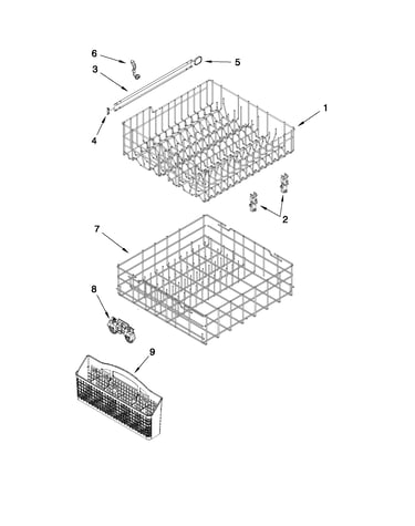 Upper and lower rack and track parts