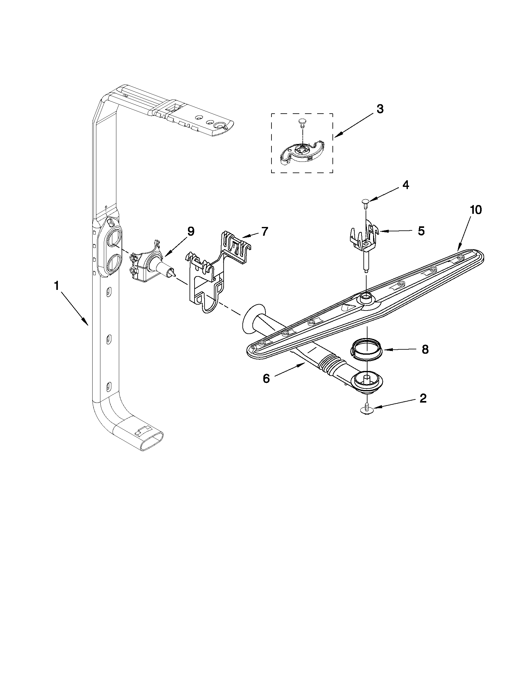 Upper wash and rinse parts