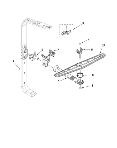 Upper wash and rinse parts