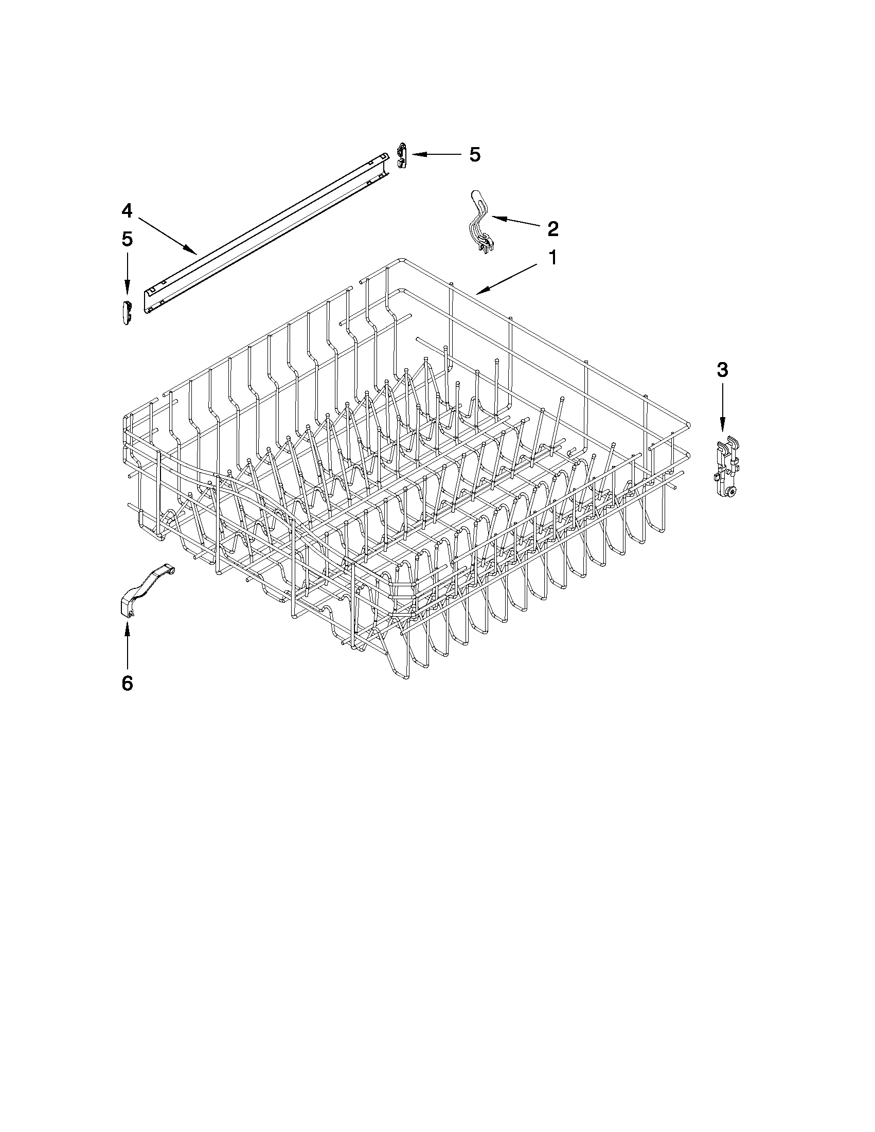 Upper rack and track parts