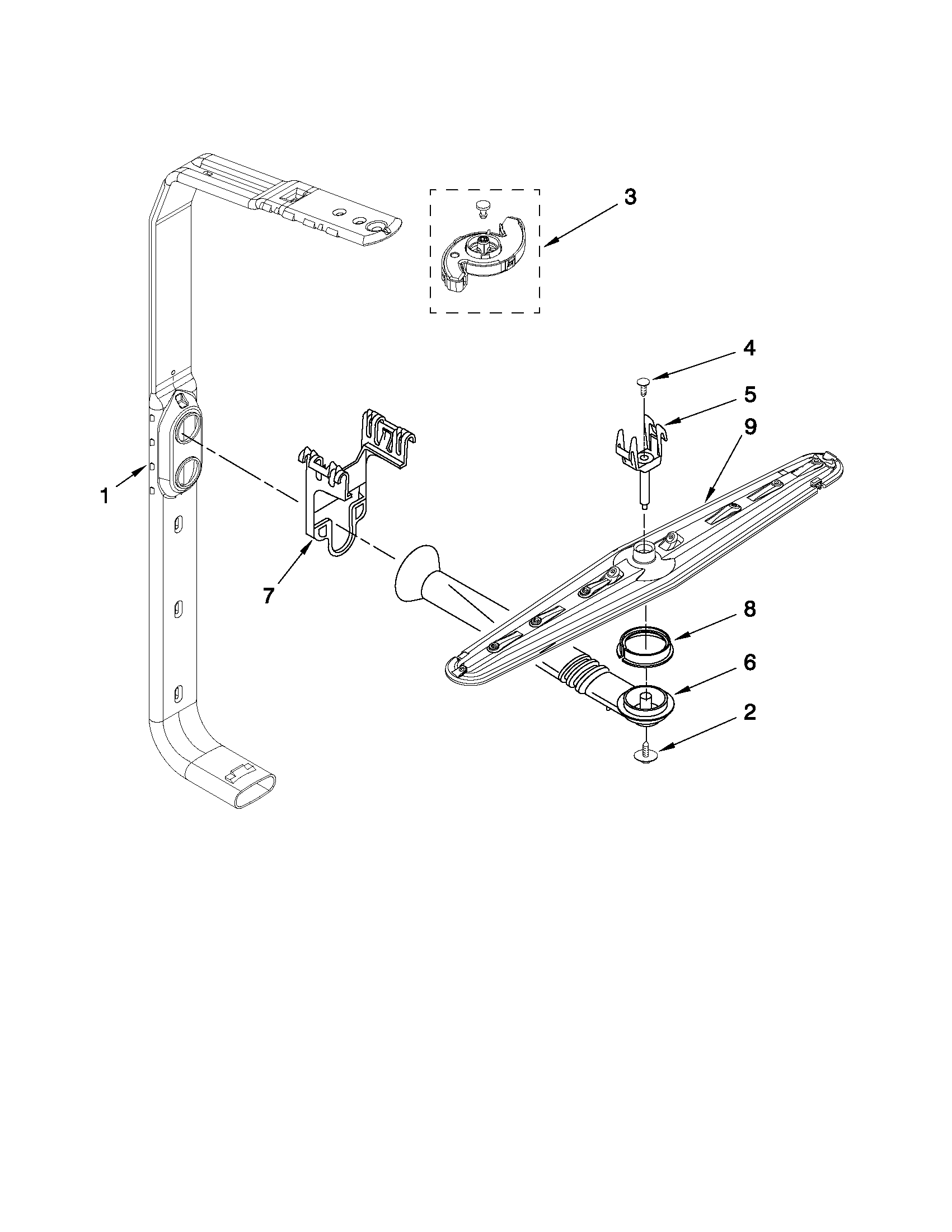 Upper wash and rinse parts