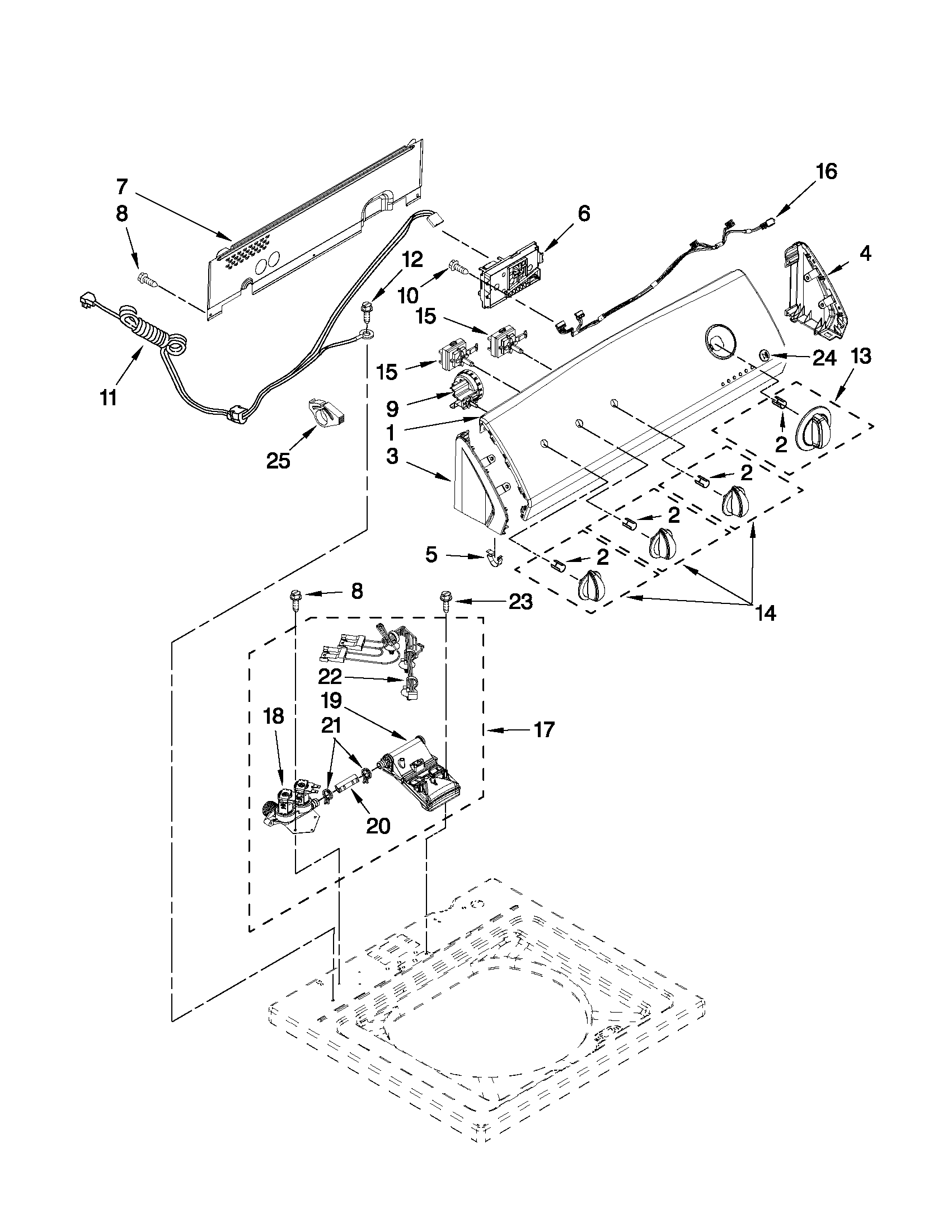 Controls and water inlet parts