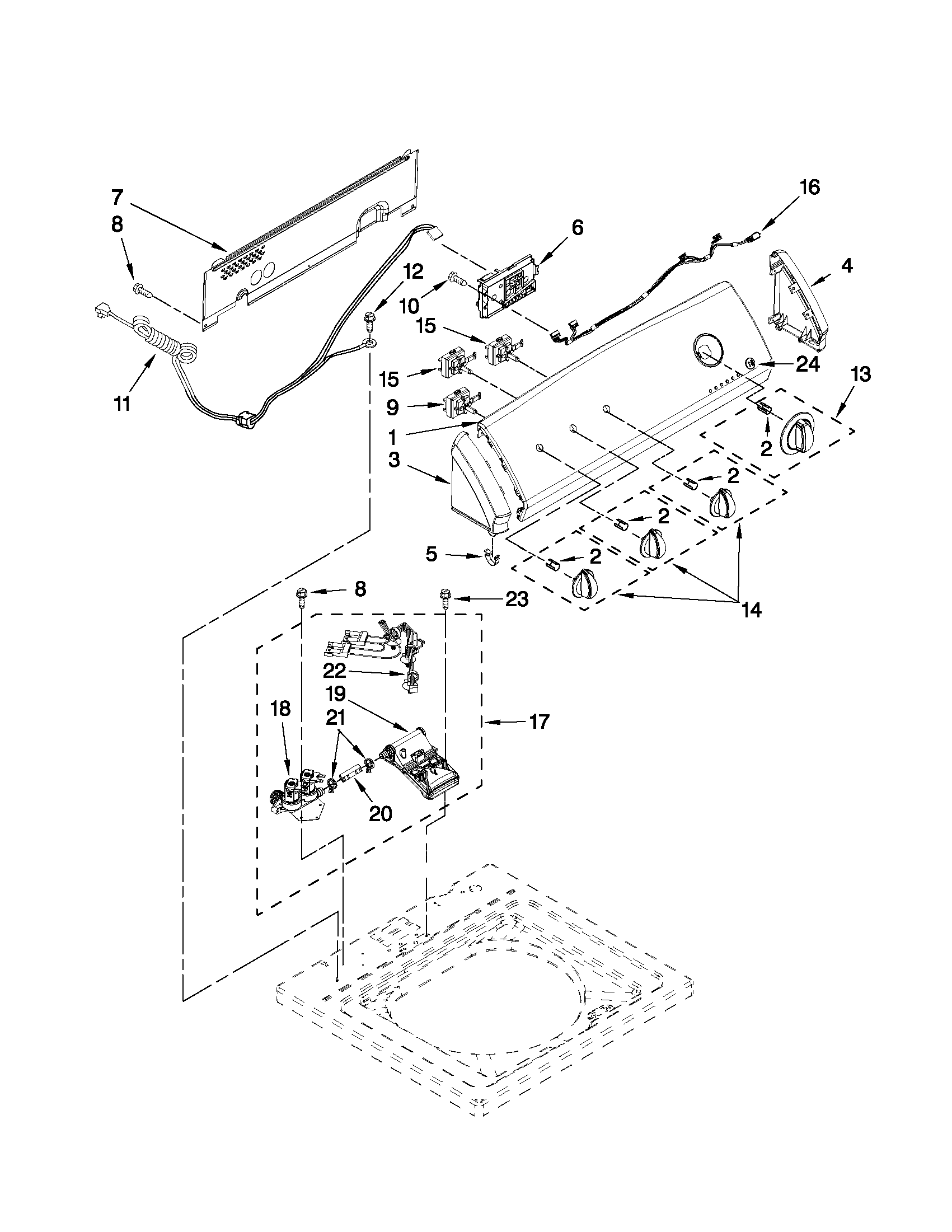 Controls and water inlet parts