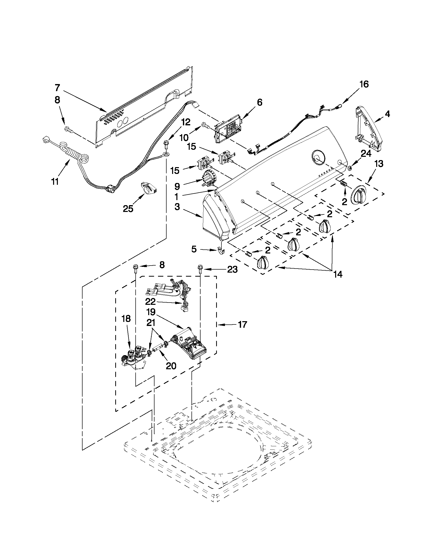 Controls and water inlet parts