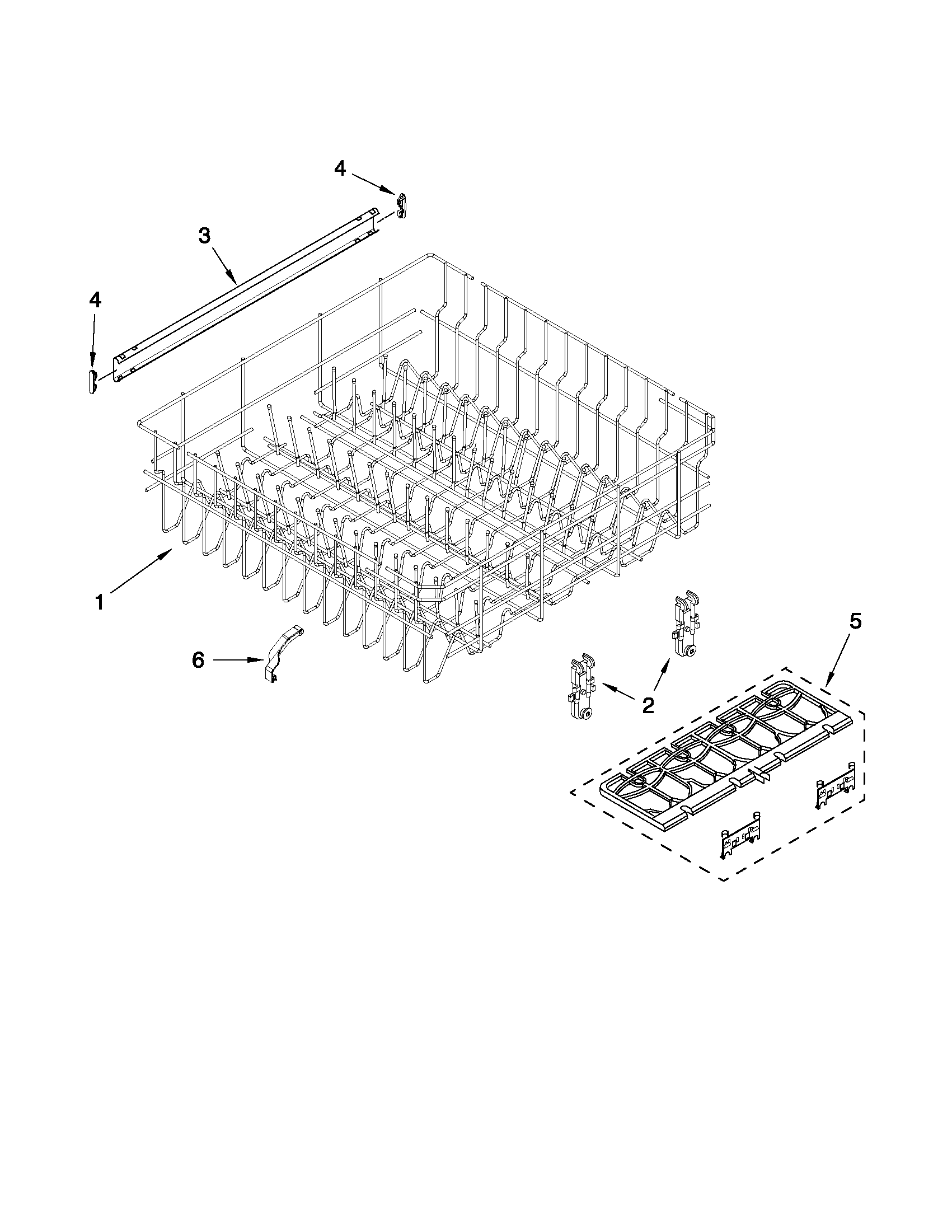 Upper rack and track parts