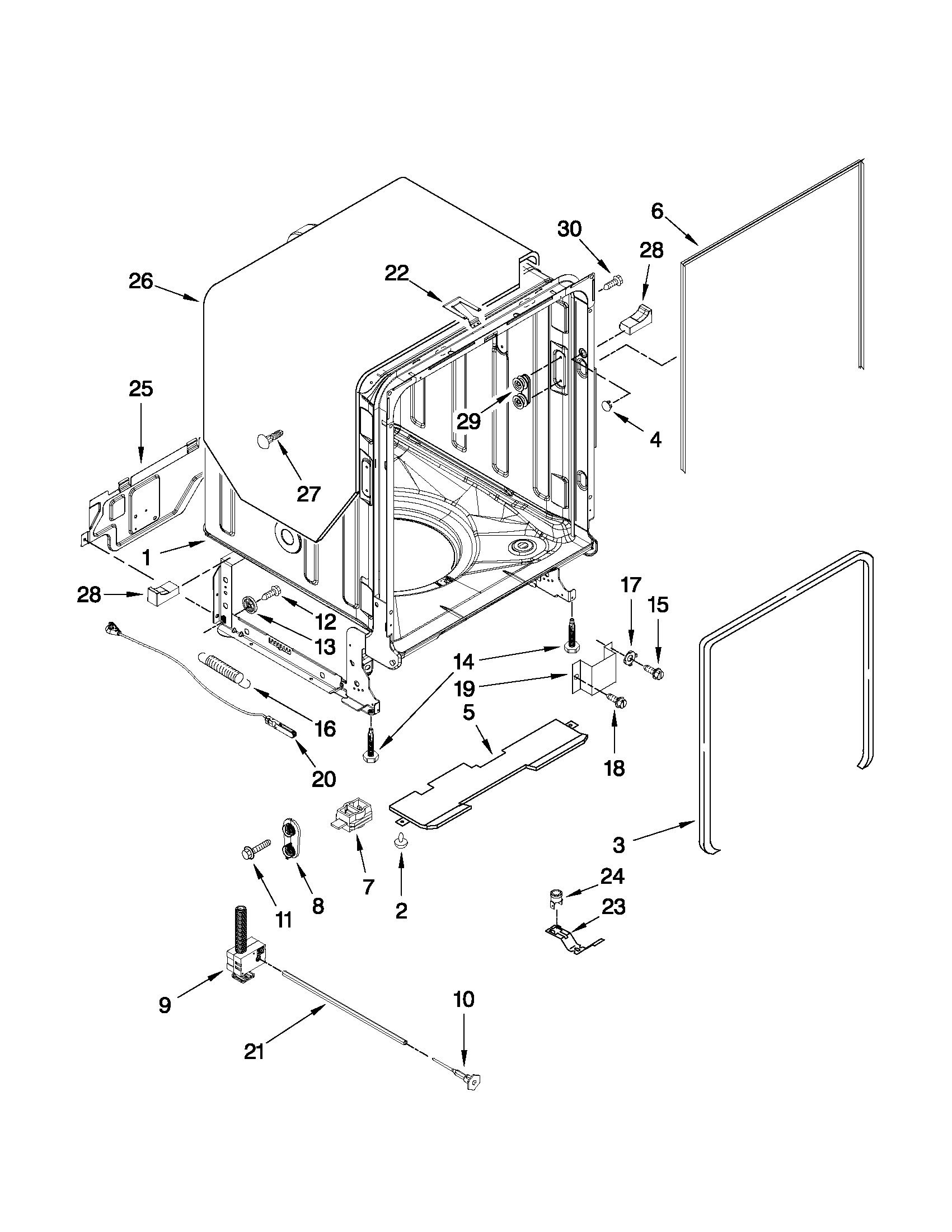 Tub and frame parts