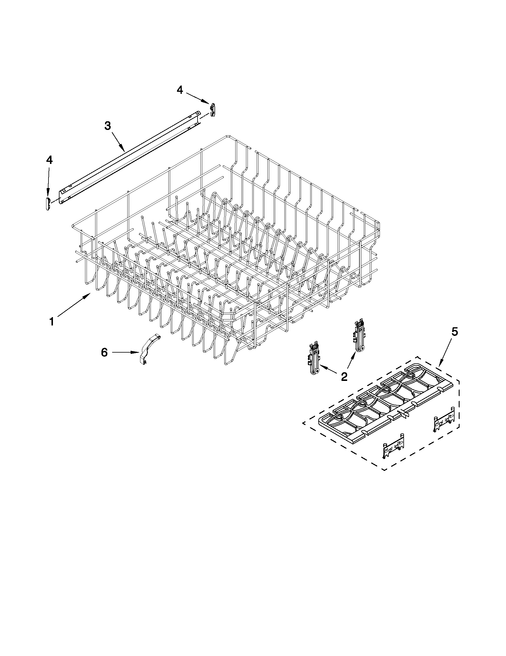 Upper rack and track parts