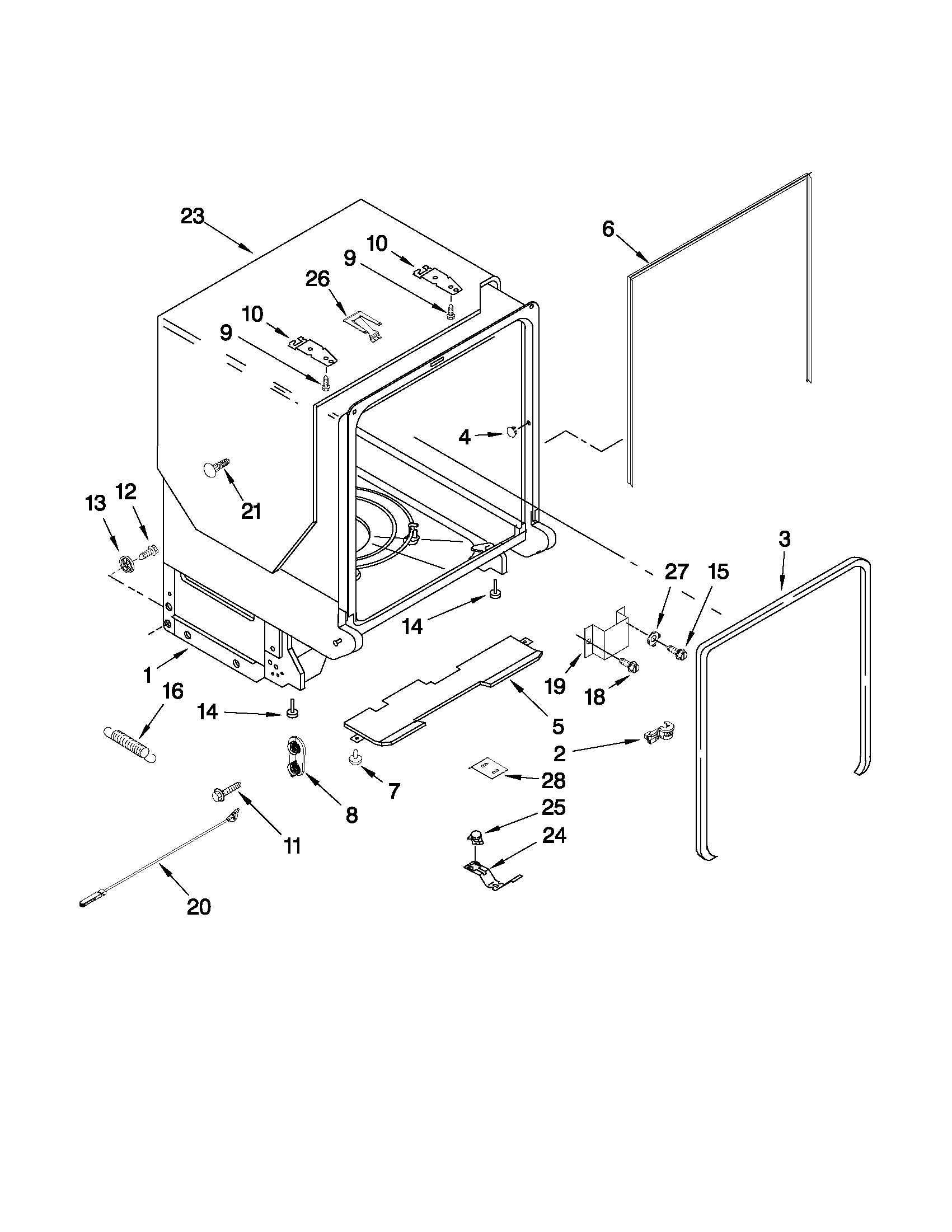 Tub and frame parts