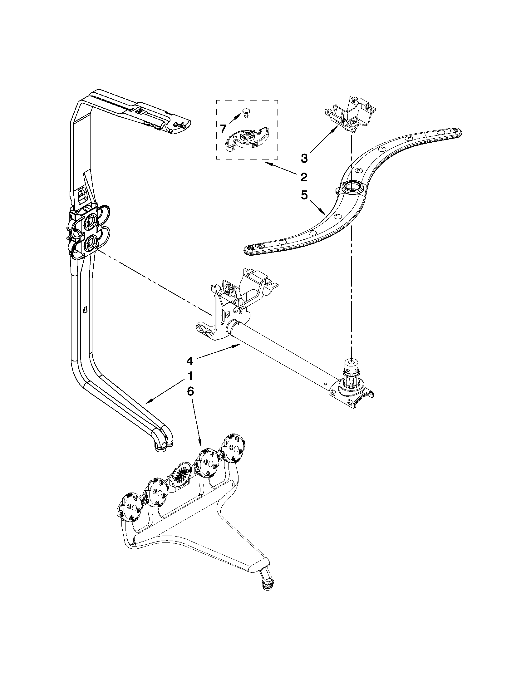 Upper wash and rinse parts