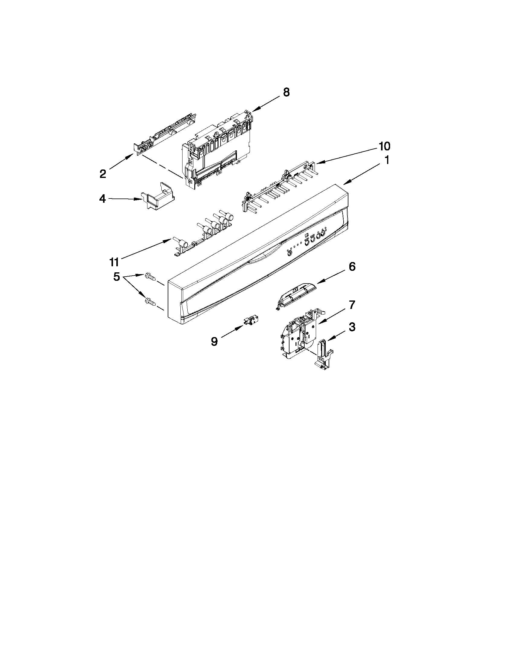 Control panel and latch parts