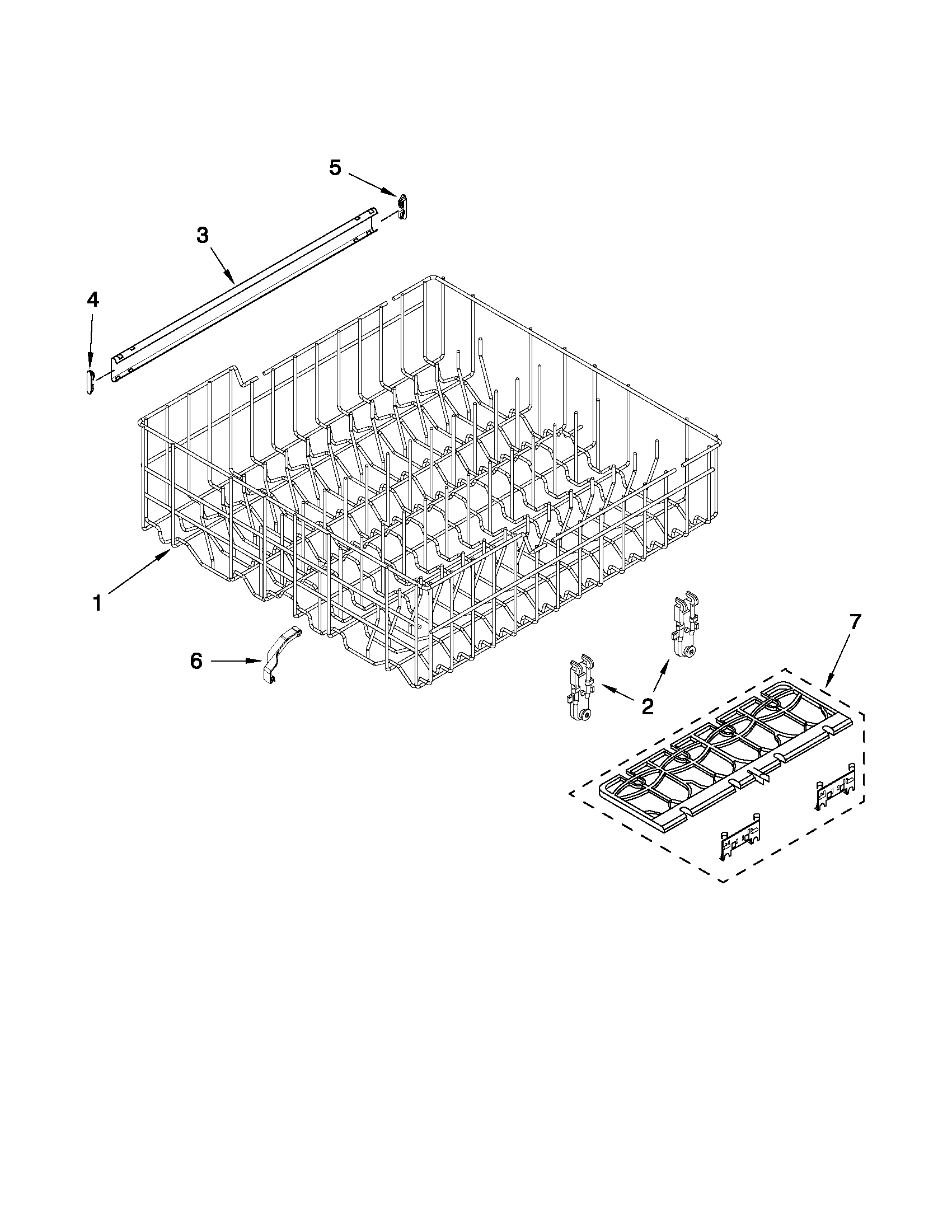 Upper rack and track parts